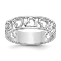 14K White Gold Hearts Ring view 1
