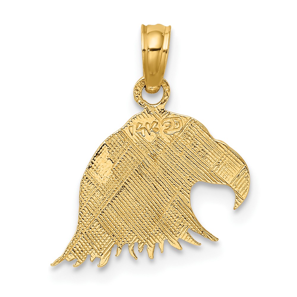 14K Engraved Flat Eagle Head Charm (K6513)