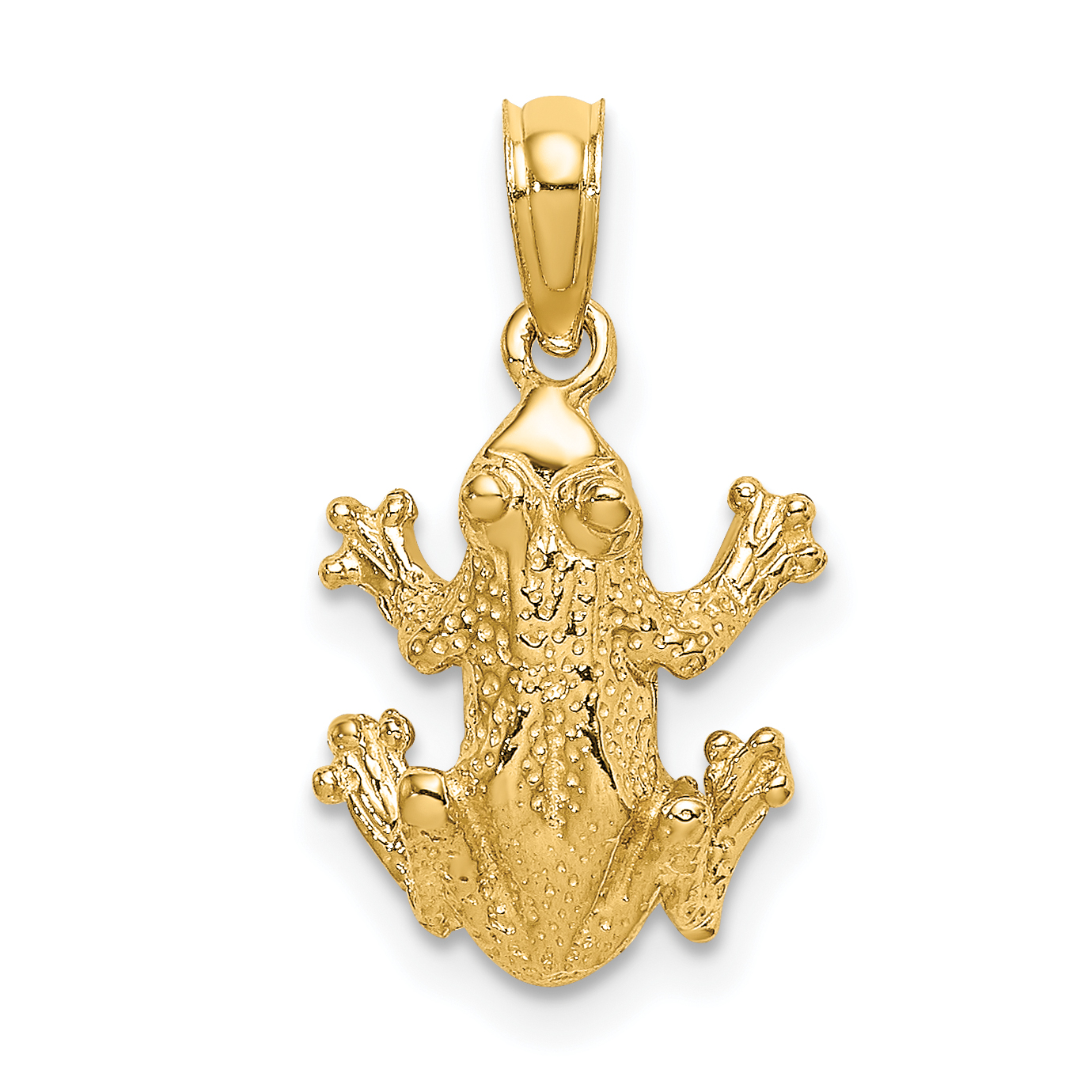 14K 2-D Textured Top View Frog Charm (K6517)