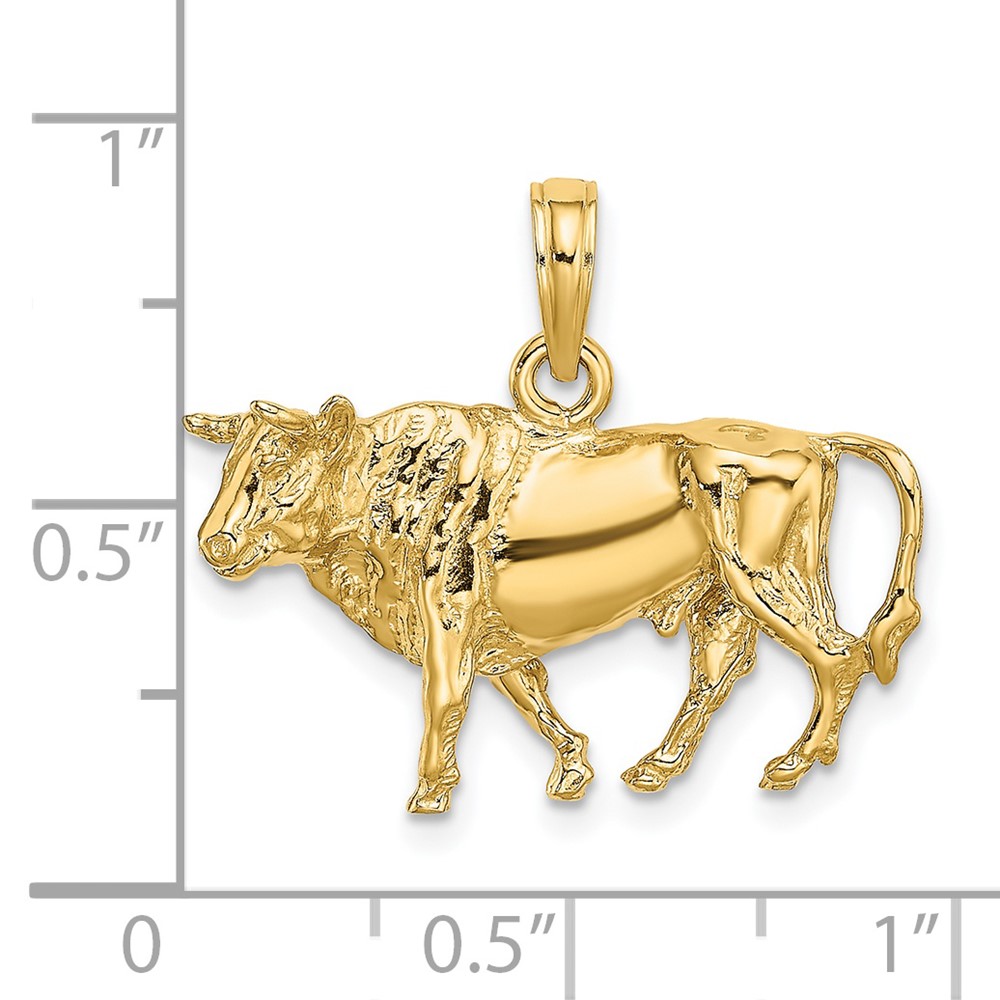 14K 3-D Bull w/Horns Charm (K6521)