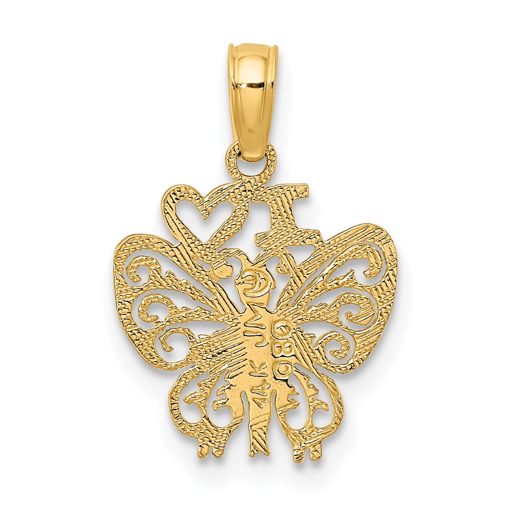 14K I HEART Butterfly Charm (K6574)