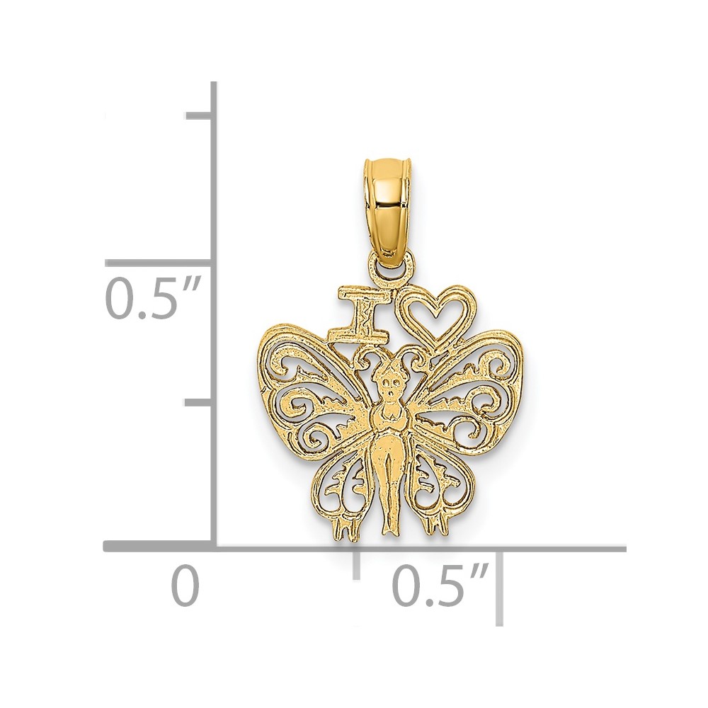 14K I HEART Butterfly Charm (K6574)