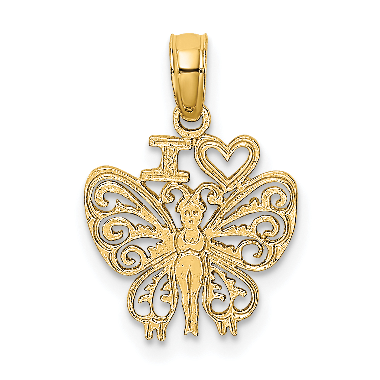 14K I HEART Butterfly Charm (K6574)