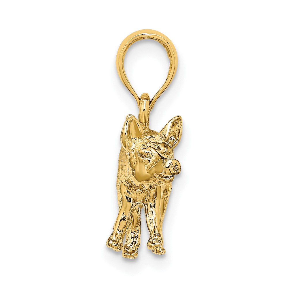 14K 3-D Textured Farm Pig Charm (K6581)
