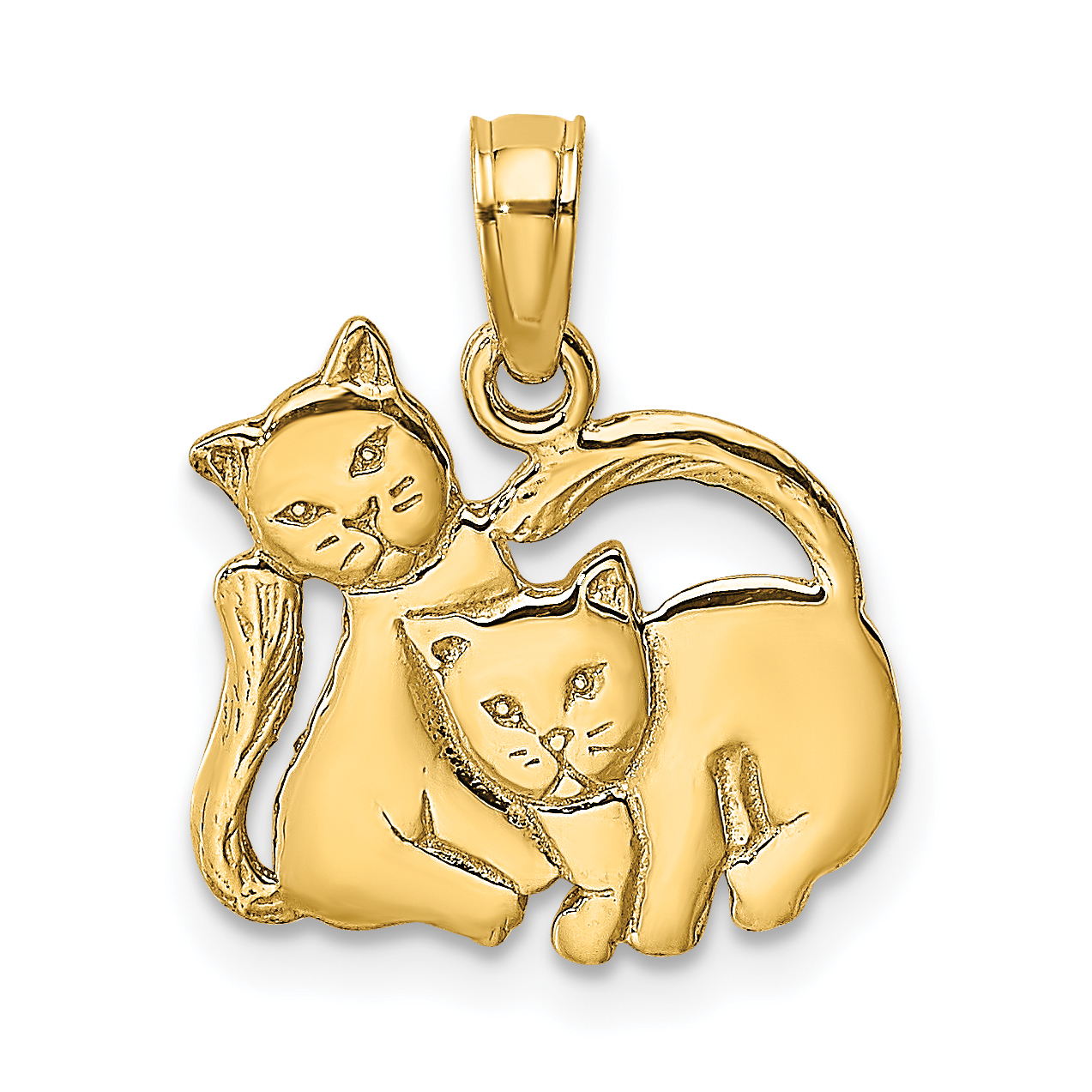 14K 3-D Polished Two Kittens Charm (K6593)
