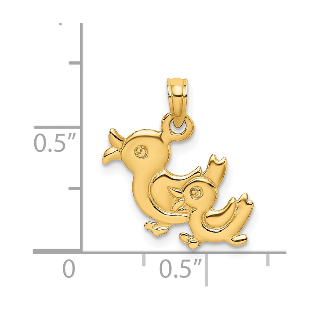 14K 3-D Two Ducks Charm (K6594)
