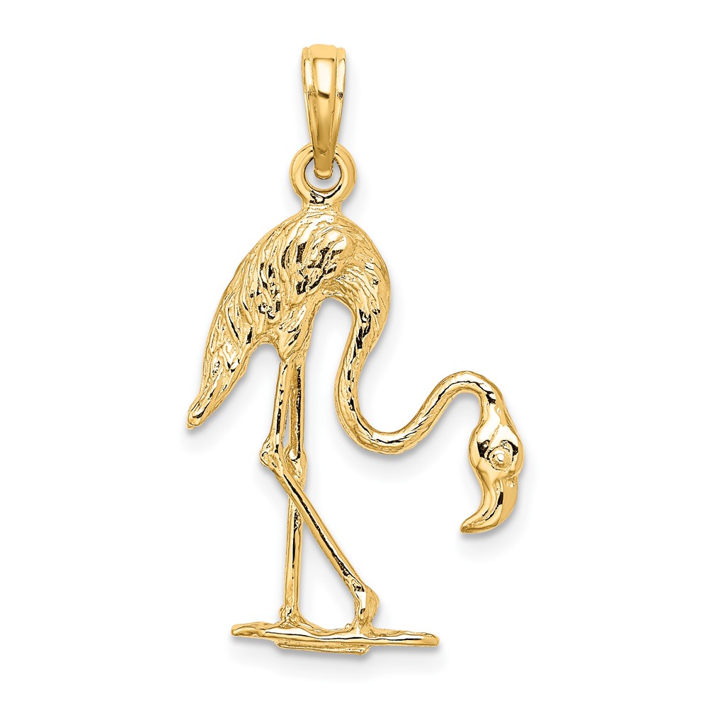 14K 3-D Textured Flamingo Charm (K6604)