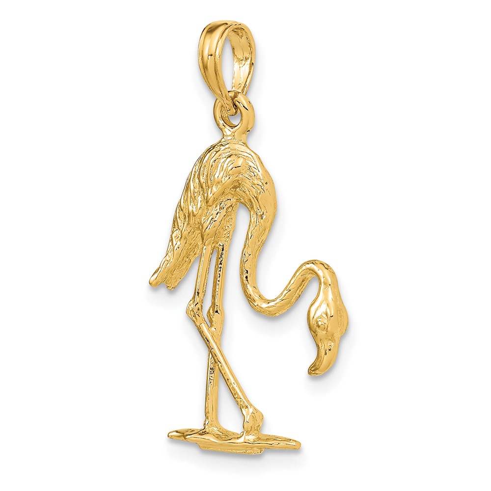 14K 3-D Textured Flamingo Charm (K6604)