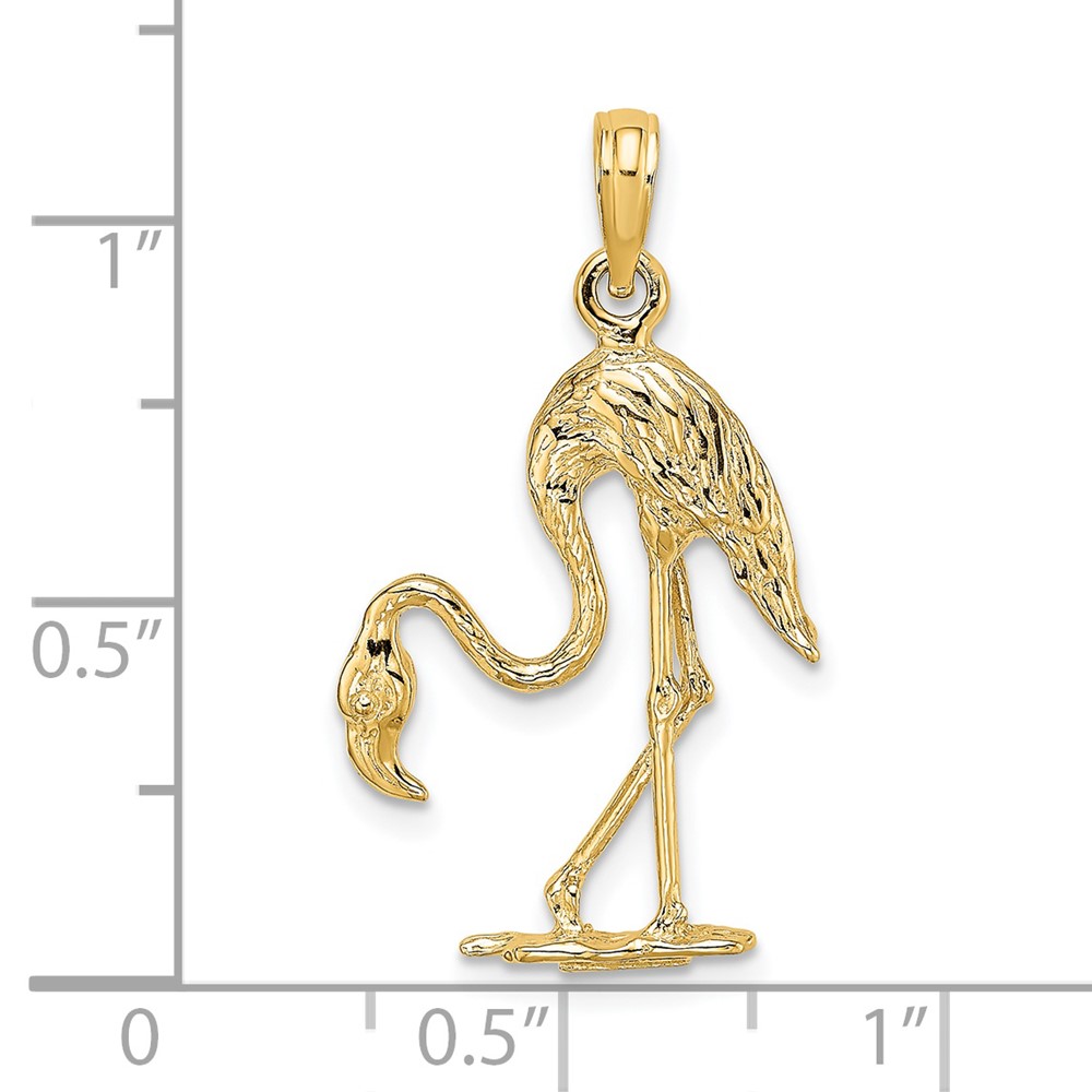 14K 3-D Textured Flamingo Charm (K6604)