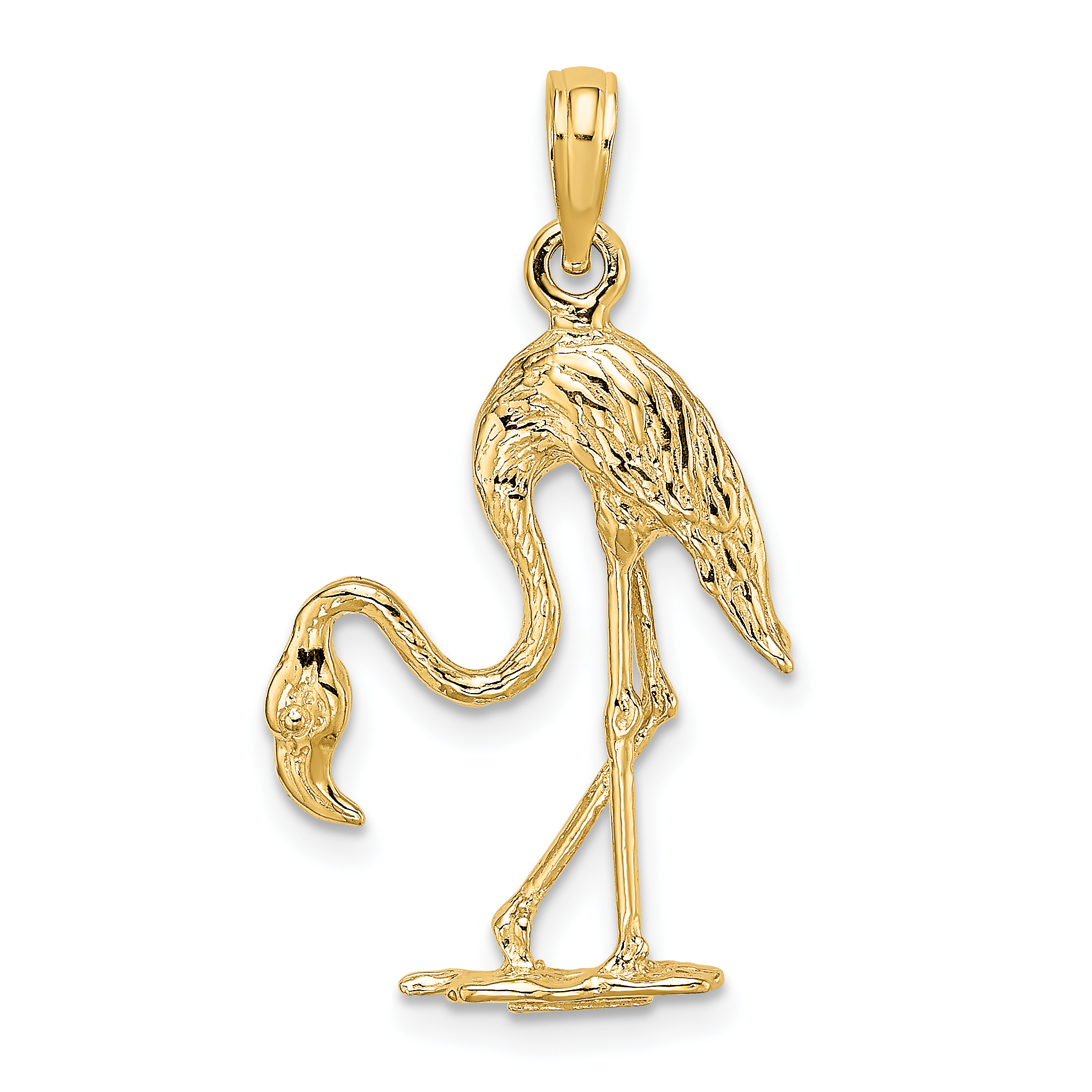 14K 3-D Textured Flamingo Charm (K6604)
