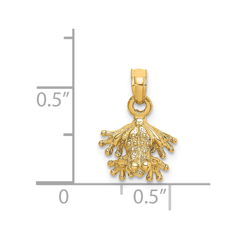 14K 3-D Textured Mini Frog Facing Down Charm (K6607)