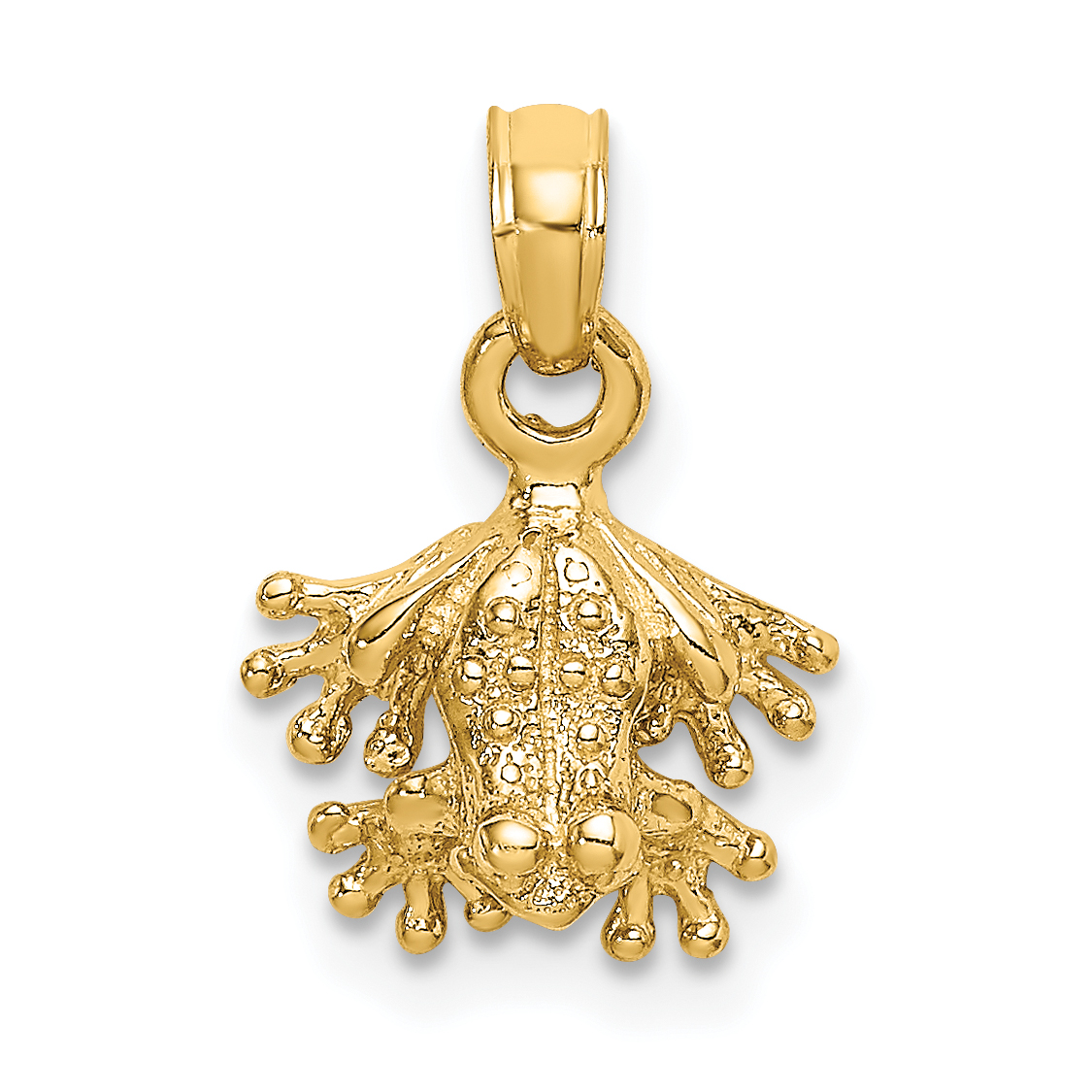14K 3-D Textured Mini Frog Facing Down Charm (K6607)