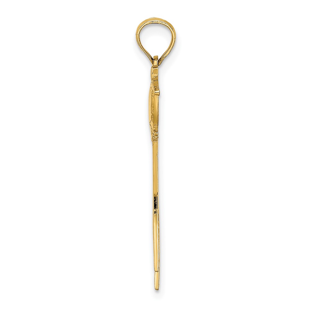 14K Polished Bird w/ Long Tail Charm (K6610)