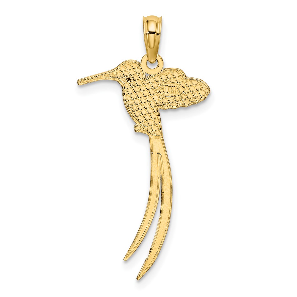 14K Polished Bird w/ Long Tail Charm (K6610)