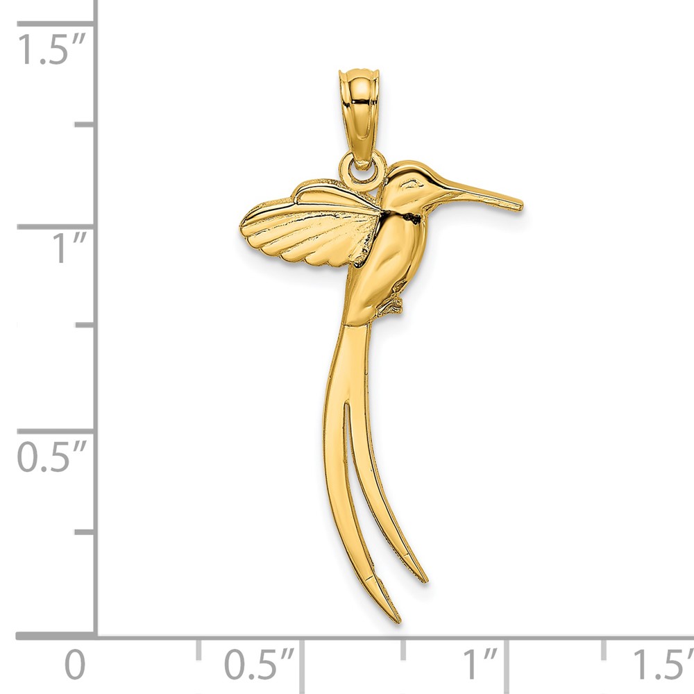 14K Polished Bird w/ Long Tail Charm (K6610)
