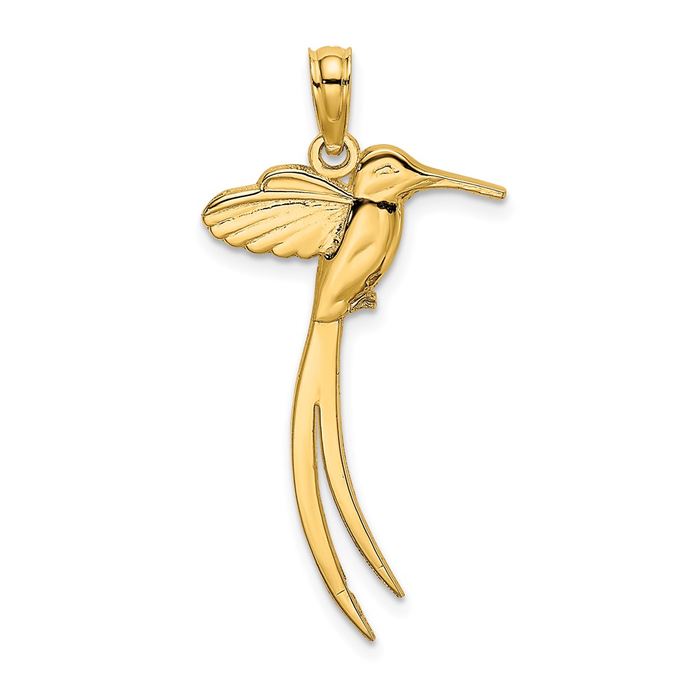 14K Polished Bird w/ Long Tail Charm (K6610)