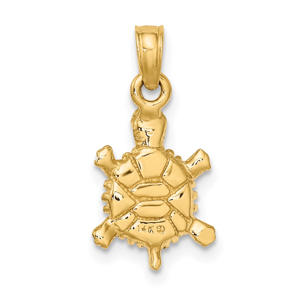 14K 3-D Polished Land Turtle Charm (K6611)