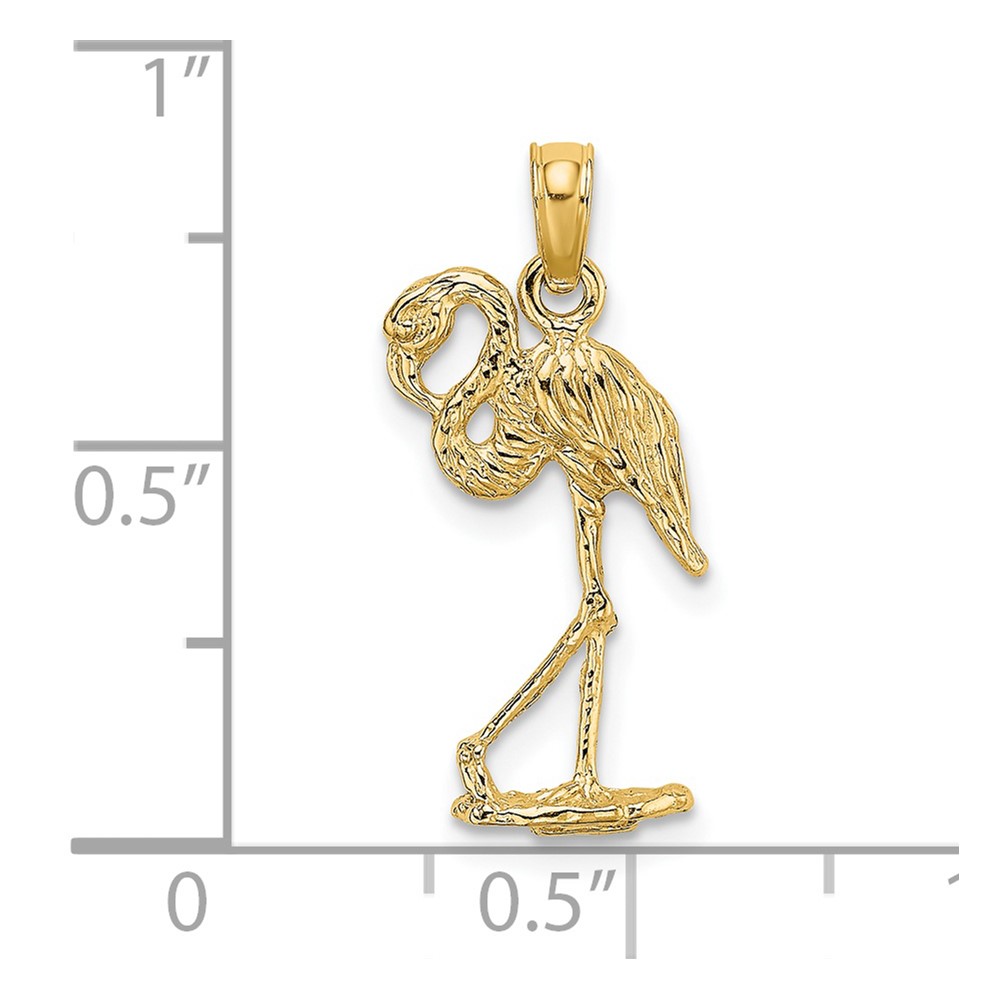 14K 3-D Flamingo w/ Head Up Charm (K6612)