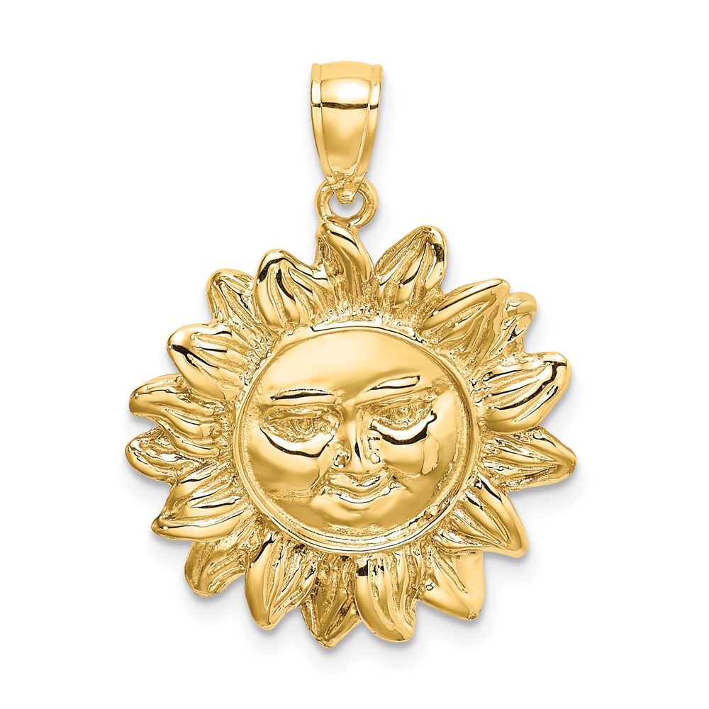 14K Yellow Gold Smiling Sun Pendant K6617 | eBay