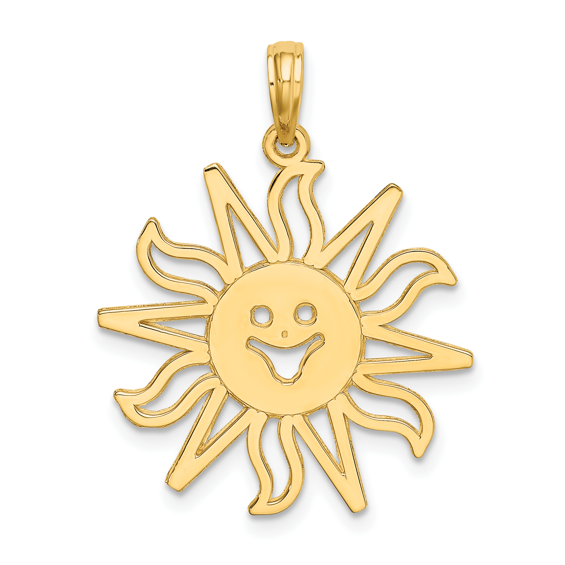 14K Cut-out Smiling Sun Charm (K6618)