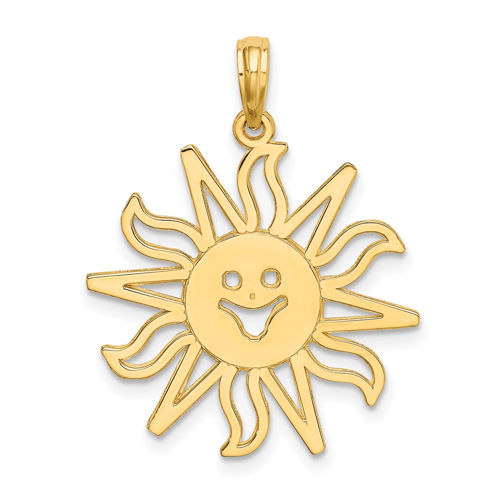 14K Cut-out Smiling Sun Charm (K6618)