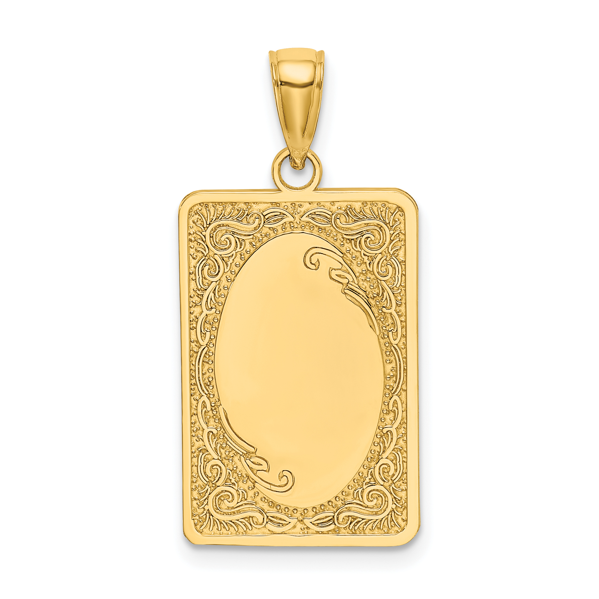 14K Rectangular Engraved Charm (K6633)