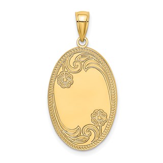 14K Floral Oval with Engravable Center Charm