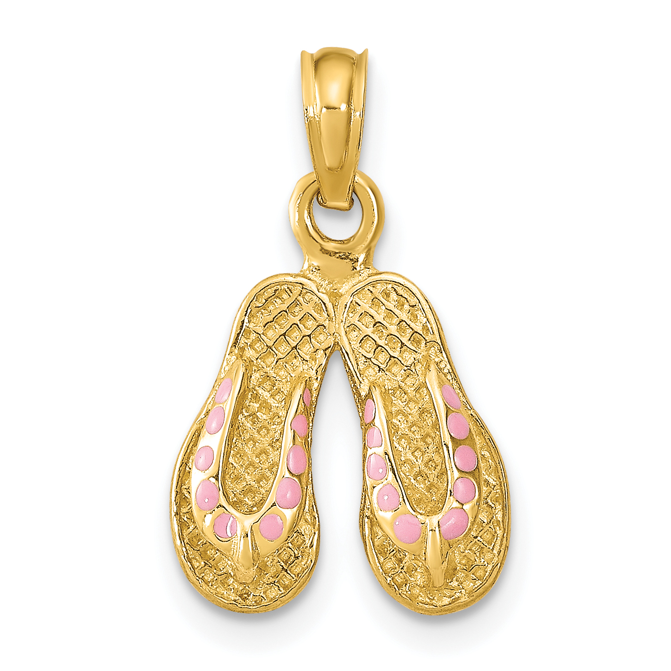 14k  3D W/ Pink Enamel Double Flip-Flop Charm (K6664)