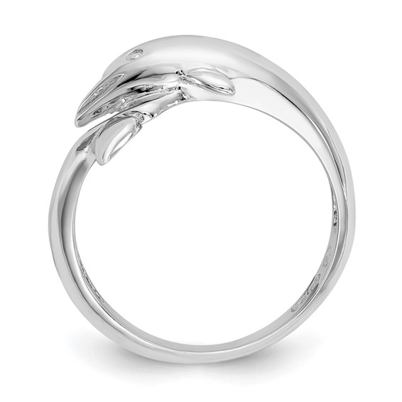 14k White Gold Dolphin Bypass Ring