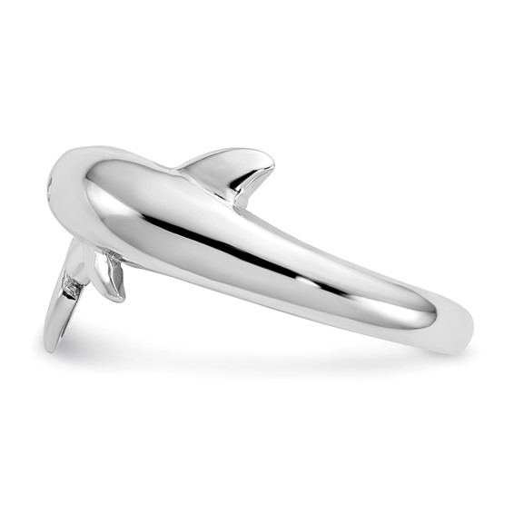 14k White Gold Dolphin Bypass Ring