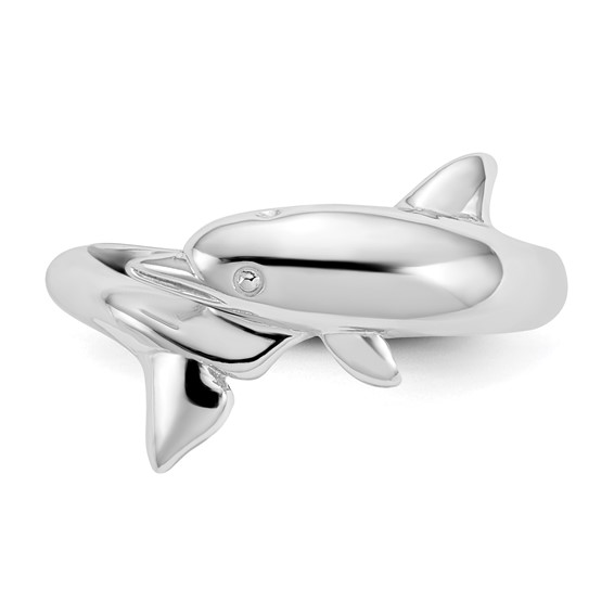 14k White Gold Dolphin Bypass Ring