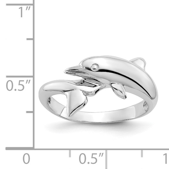 14k White Gold Dolphin Bypass Ring