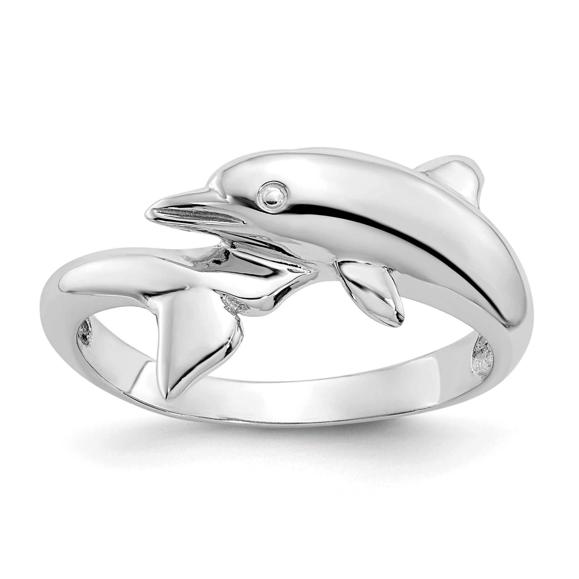14k White Gold Dolphin Ring (K667)