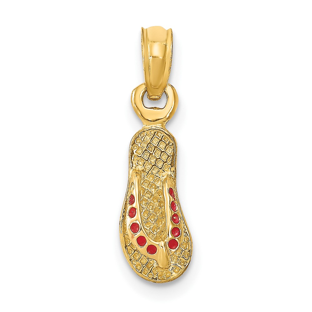 14k  3D W/ Red Enamel Single Flip-Flop Charm (K6676)