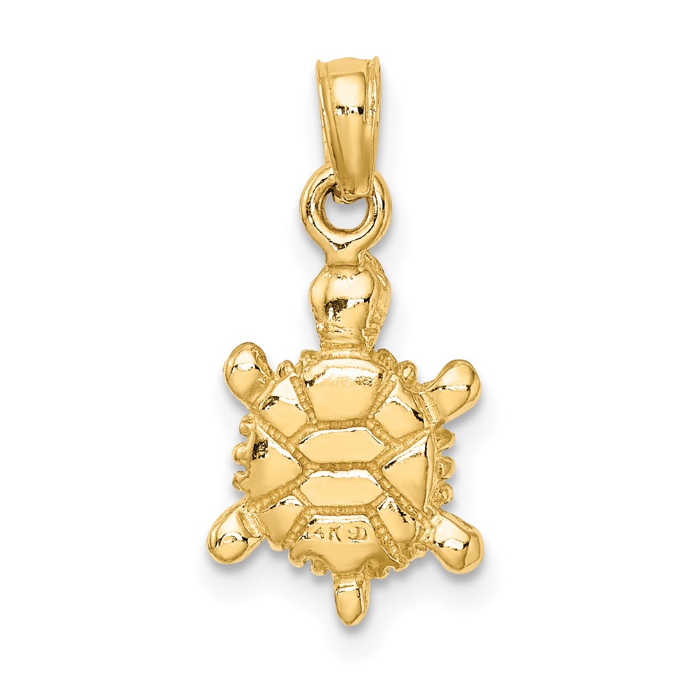 14K Green Enamel 3-D Land Turtle Charm (K6686)