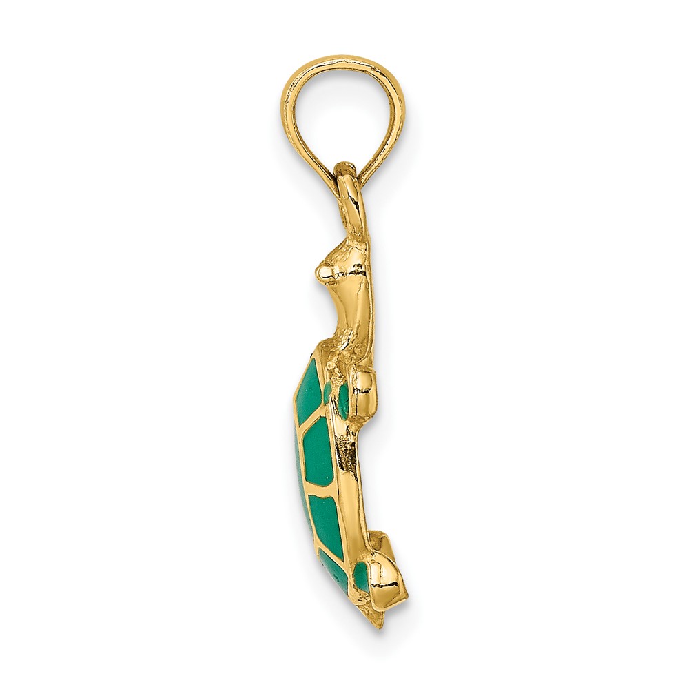 14K Green Enamel Tortoise Charm (K6688)