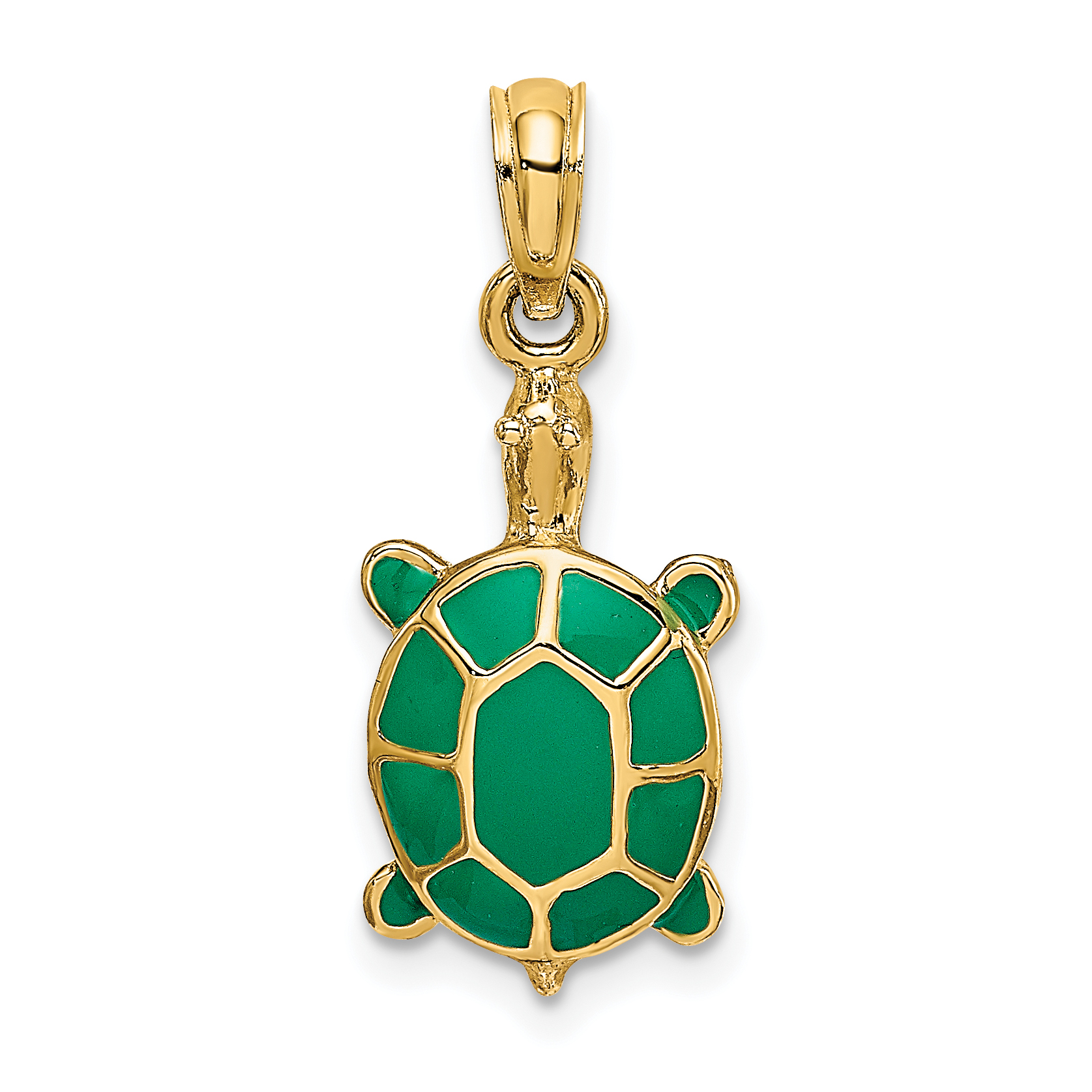 14K Green Enamel Tortoise Charm (K6688)