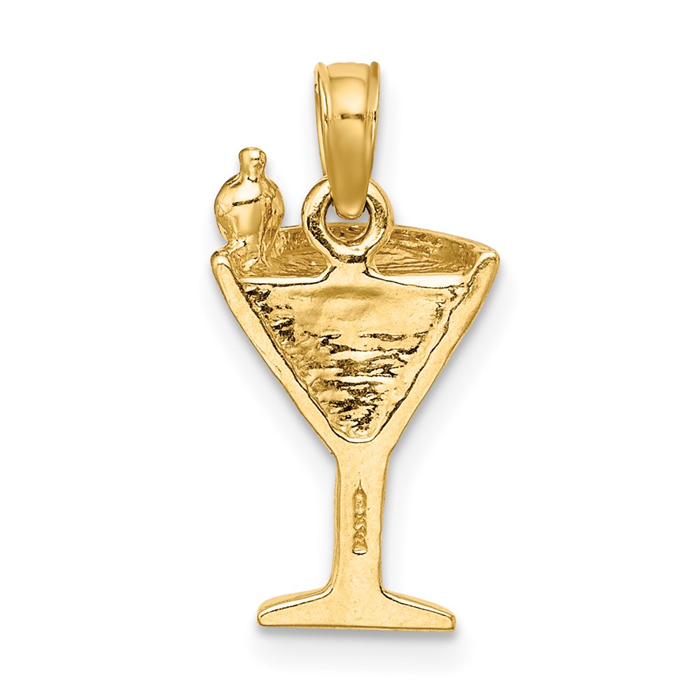 14K Pink Enameled Cosmo Martini w/Olive Charm (K6700)