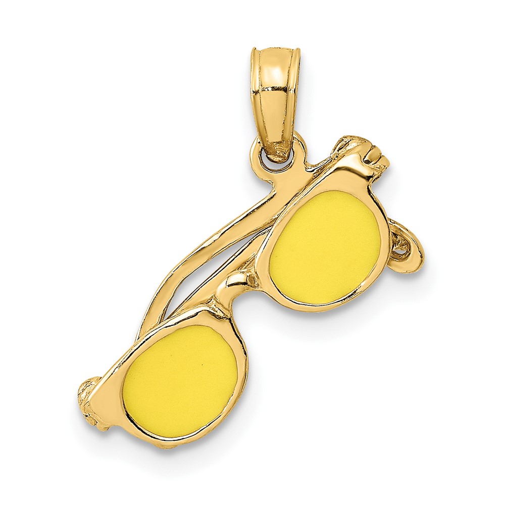 14K 3D Yellow Enameled Sunglasses Moveable Charm (K6703)
