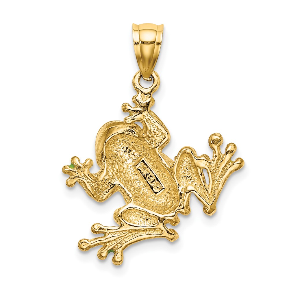 14K Green Enameled 2-D Frog Charm (K6713)