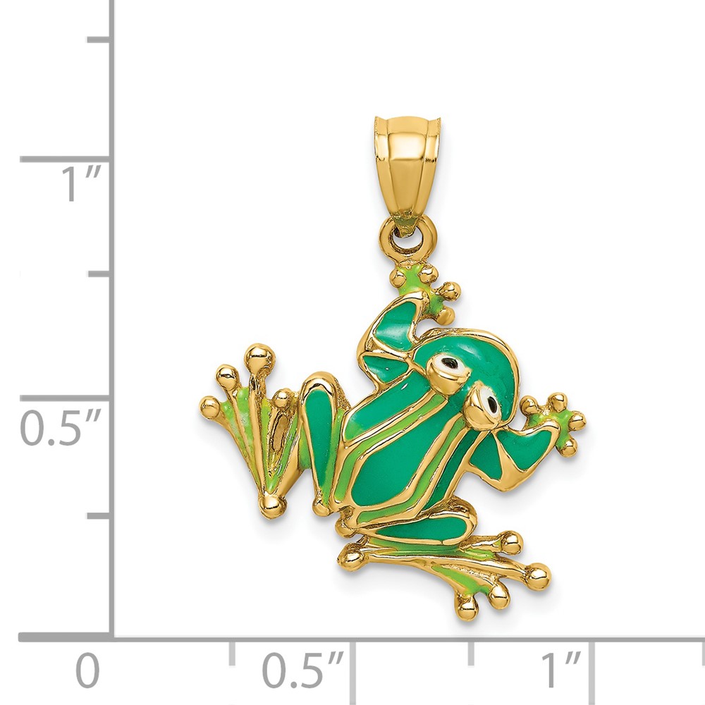 14K Green Enameled 2-D Frog Charm (K6713)