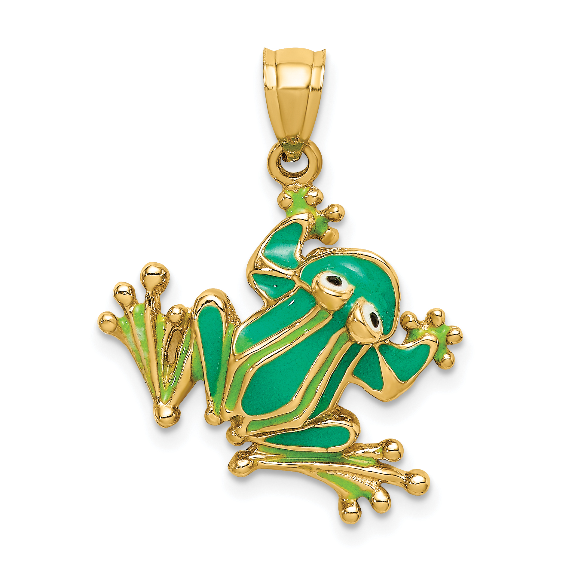 14K Green Enameled 2-D Frog Charm (K6713)