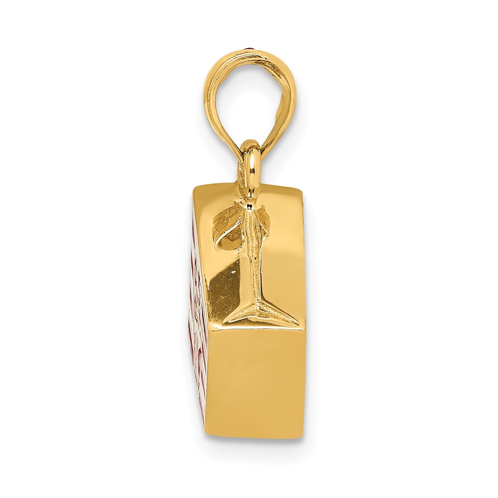 14K 3-D Enameled Bag of Popcorn Charm (K6725)