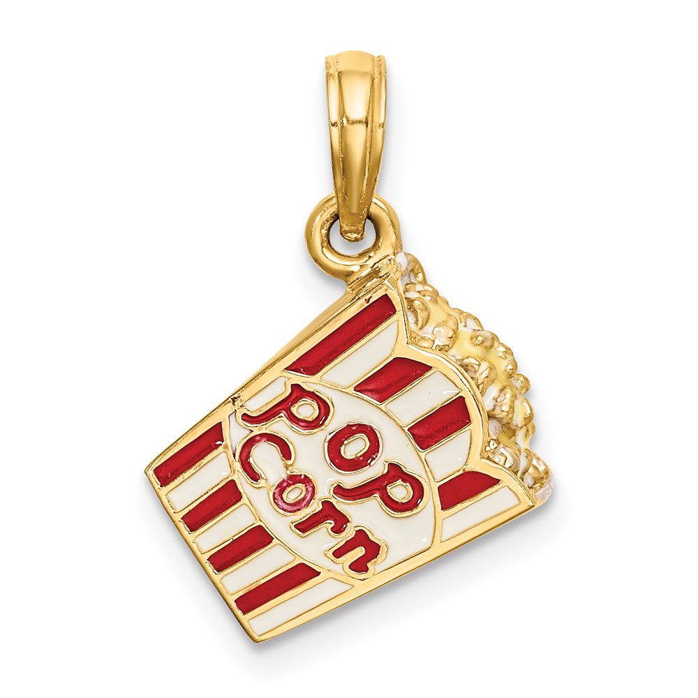 14K 3-D Enameled Bag of Popcorn Charm (K6725)