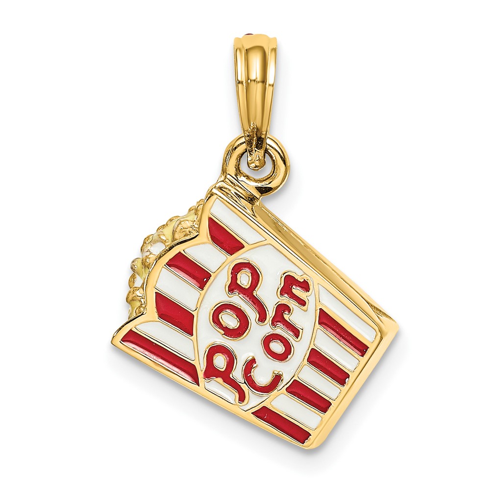14K 3-D Enameled Bag of Popcorn Charm (K6725)