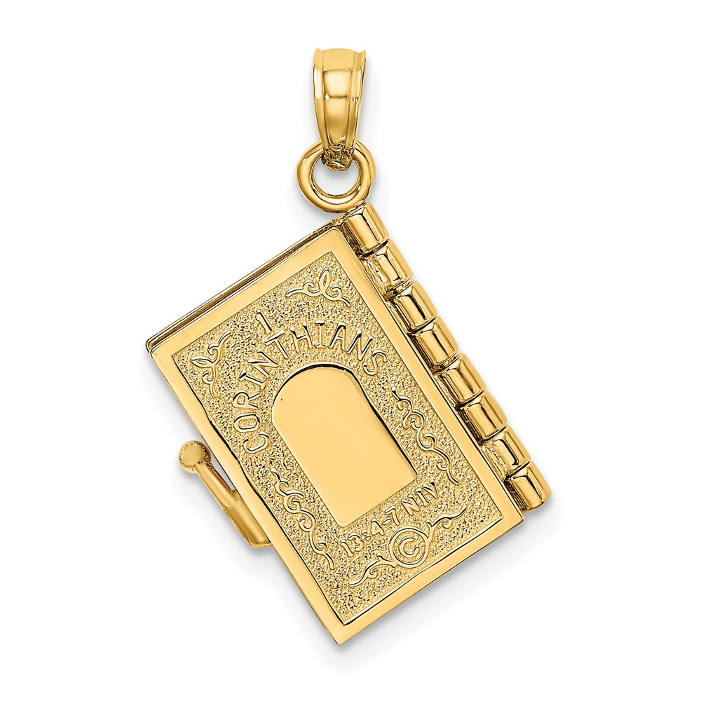 14K Enameled 3D Moveable LOVE Flower Book Pendant (K6727)