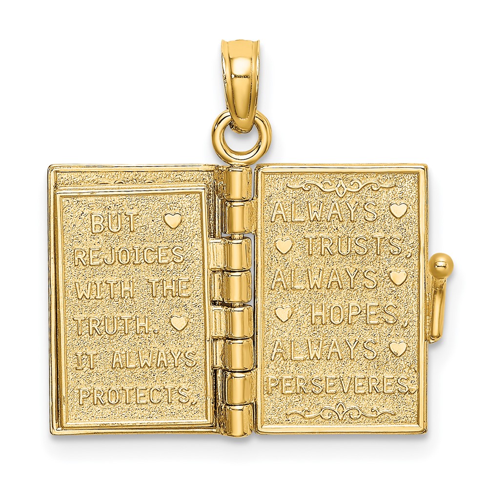 14K Enameled 3D Moveable LOVE Flower Book Pendant (K6727)