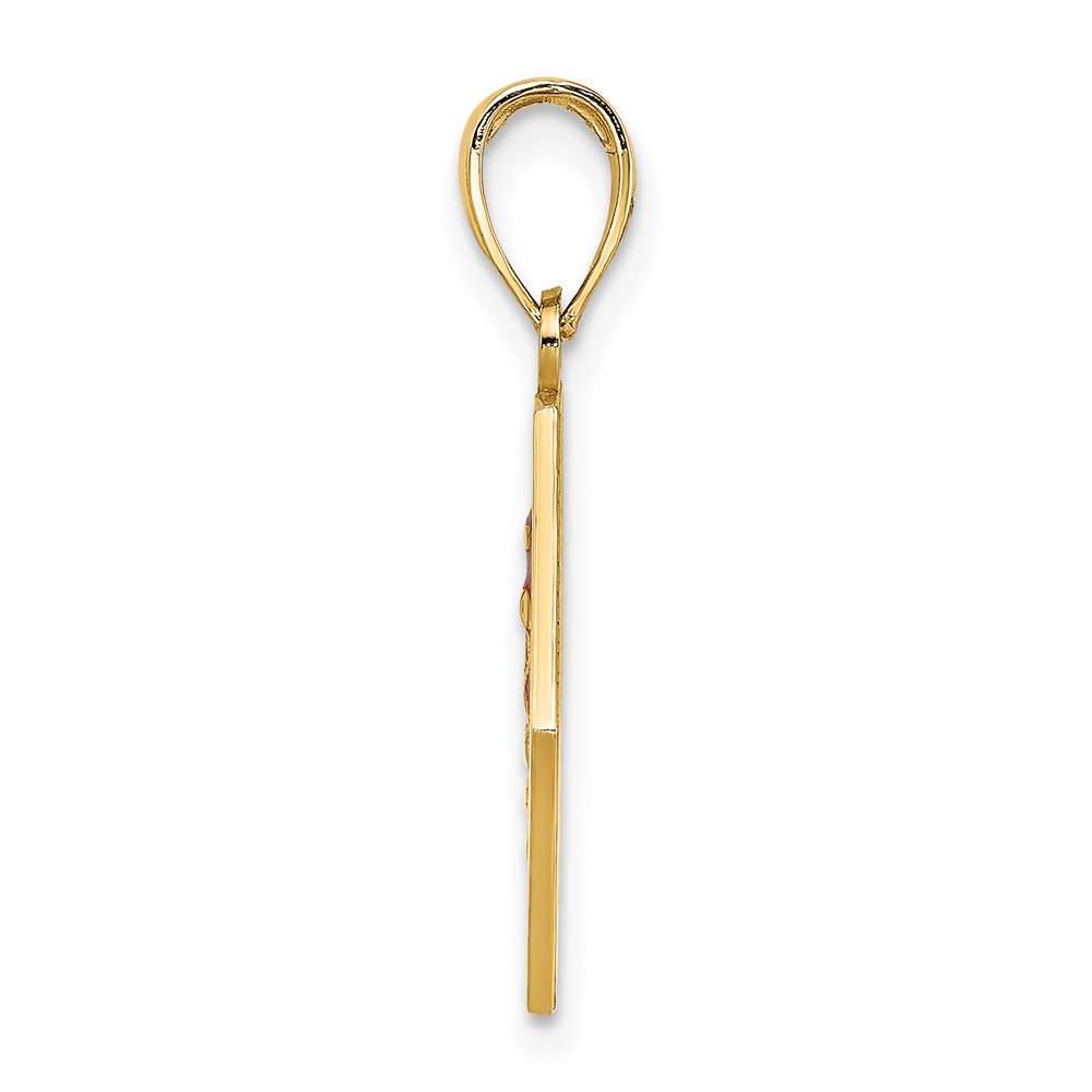 14K Enameled Textured Back Caduceus Medical Disc (K6732)