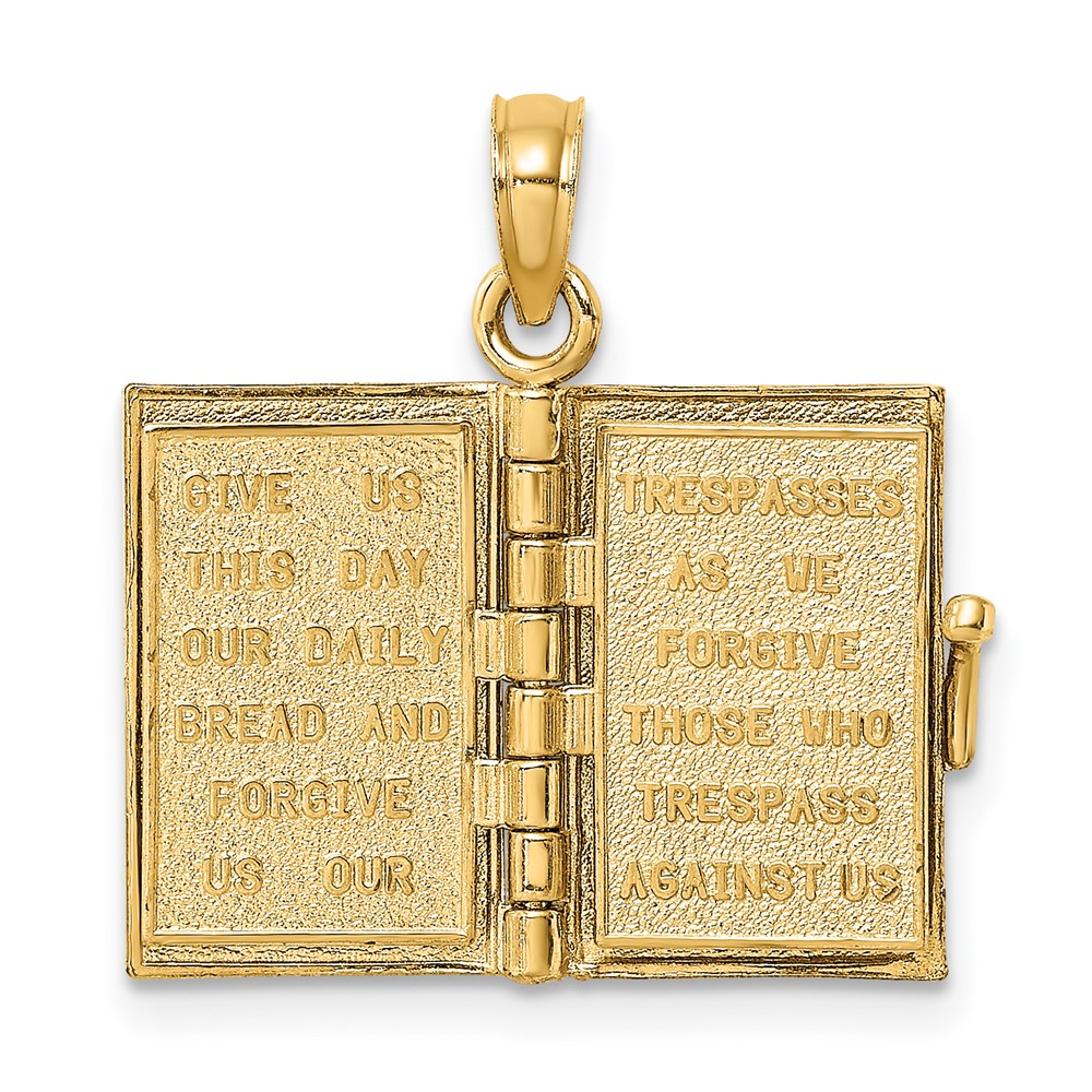 14K 3-D Blue Enamel Bible Book w/ Moveable Pages Charm (K6733)
