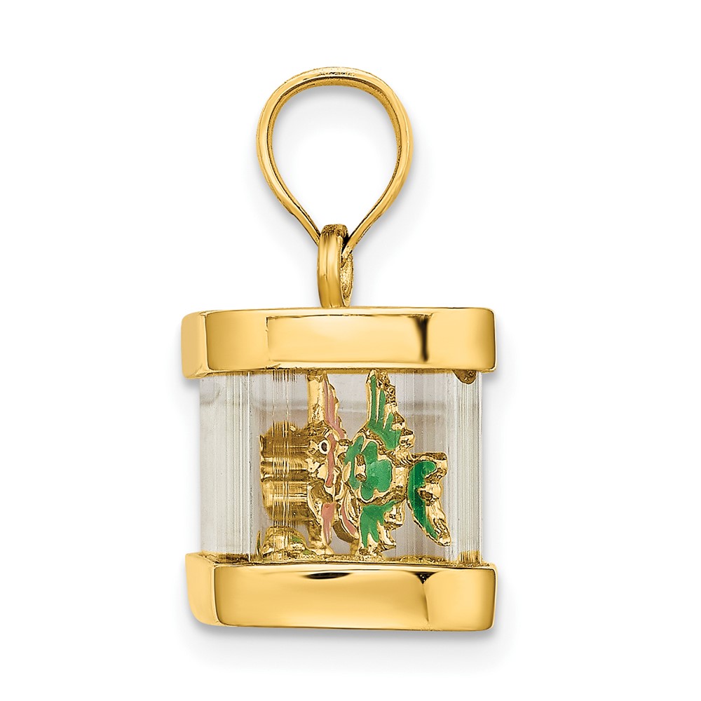 14K 3-D Moveable Enamel Fish Aquarium Charm (K6737)